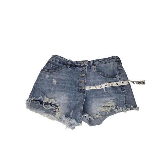 Madden NYC Skort Women Sz 5 Super High Rise Medium Wash Button Up Distressed - Picture 5 of 6
